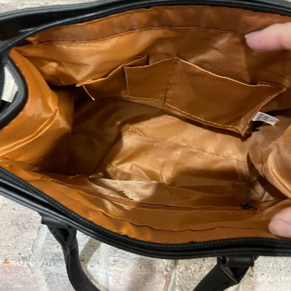 Elegant Black/Blue Patterned Handbag Set - Picture 12 of 17